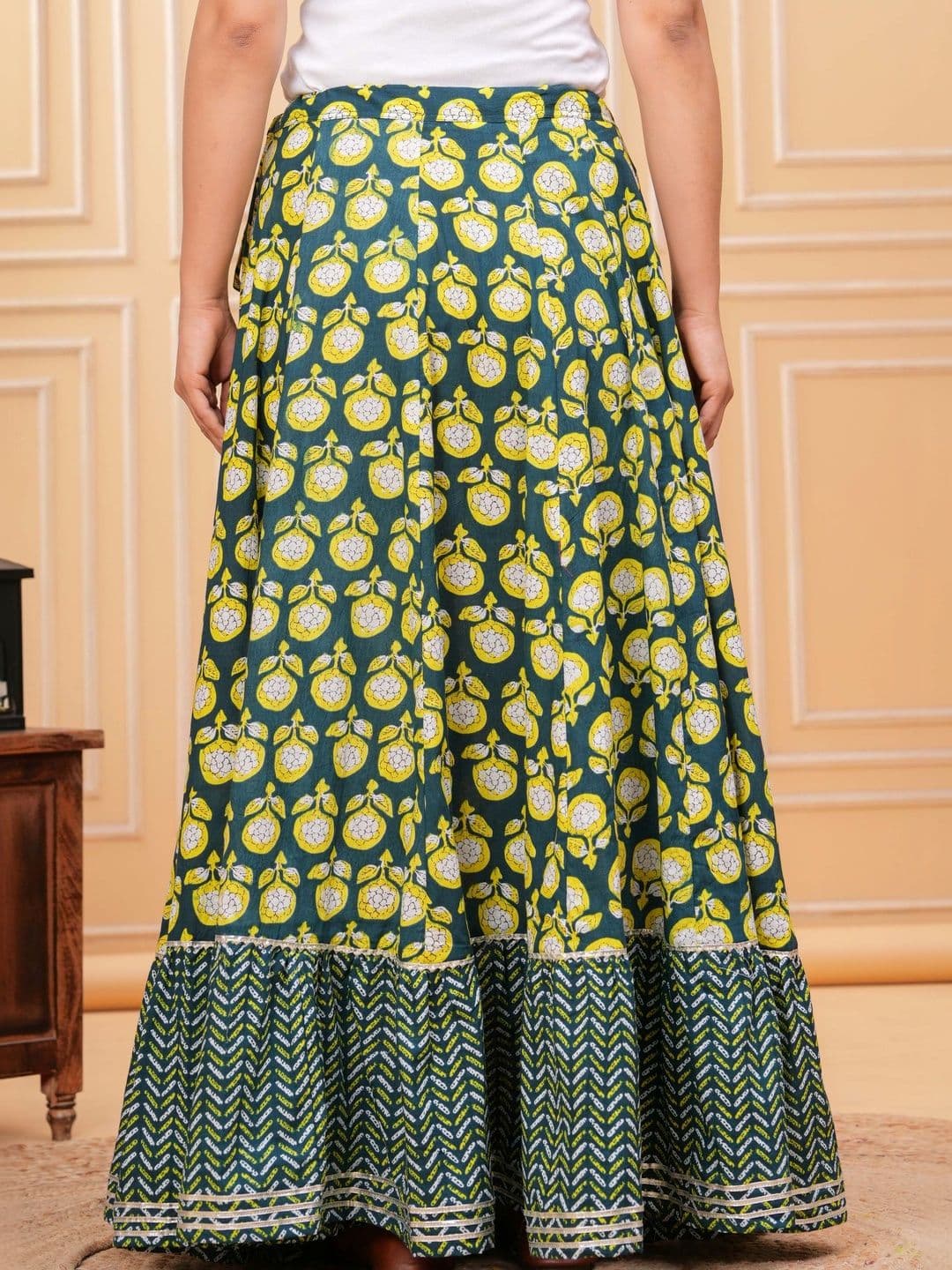 Sangria Women Cotton Cambric Floral Maxi Flared Skirt thumbnail 3