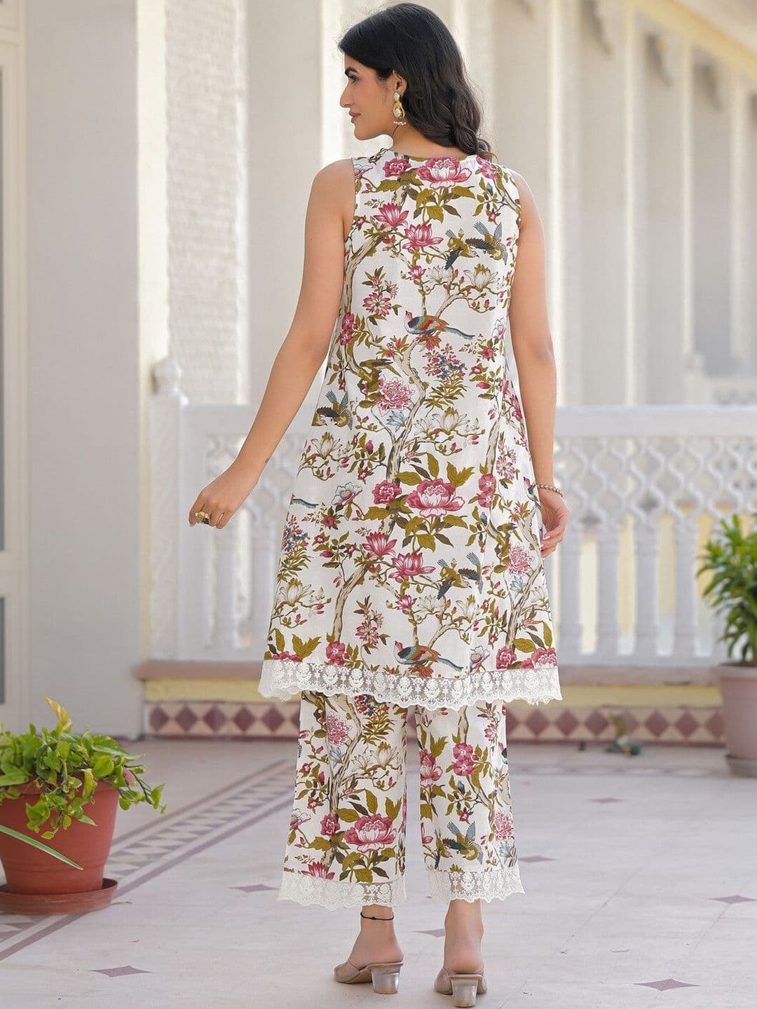 SKYLEE Printed Off White Cotton Co Ords for Women thumbnail 7