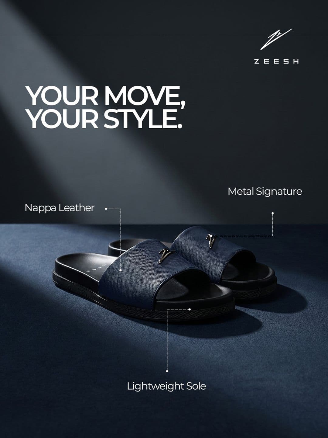 ZEESH Men Solid Ridgeway Leather Sliders thumbnail 3