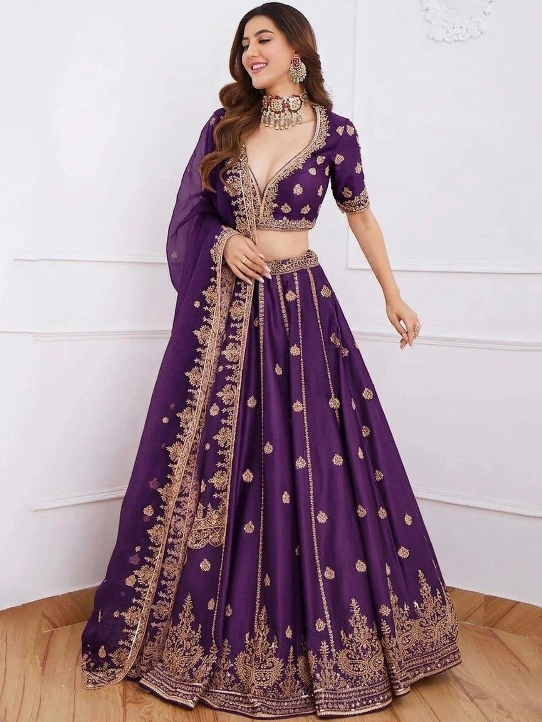 BAESD Embroidered Semi-Stitched Lehenga & Blouse With Dupatta - view 1