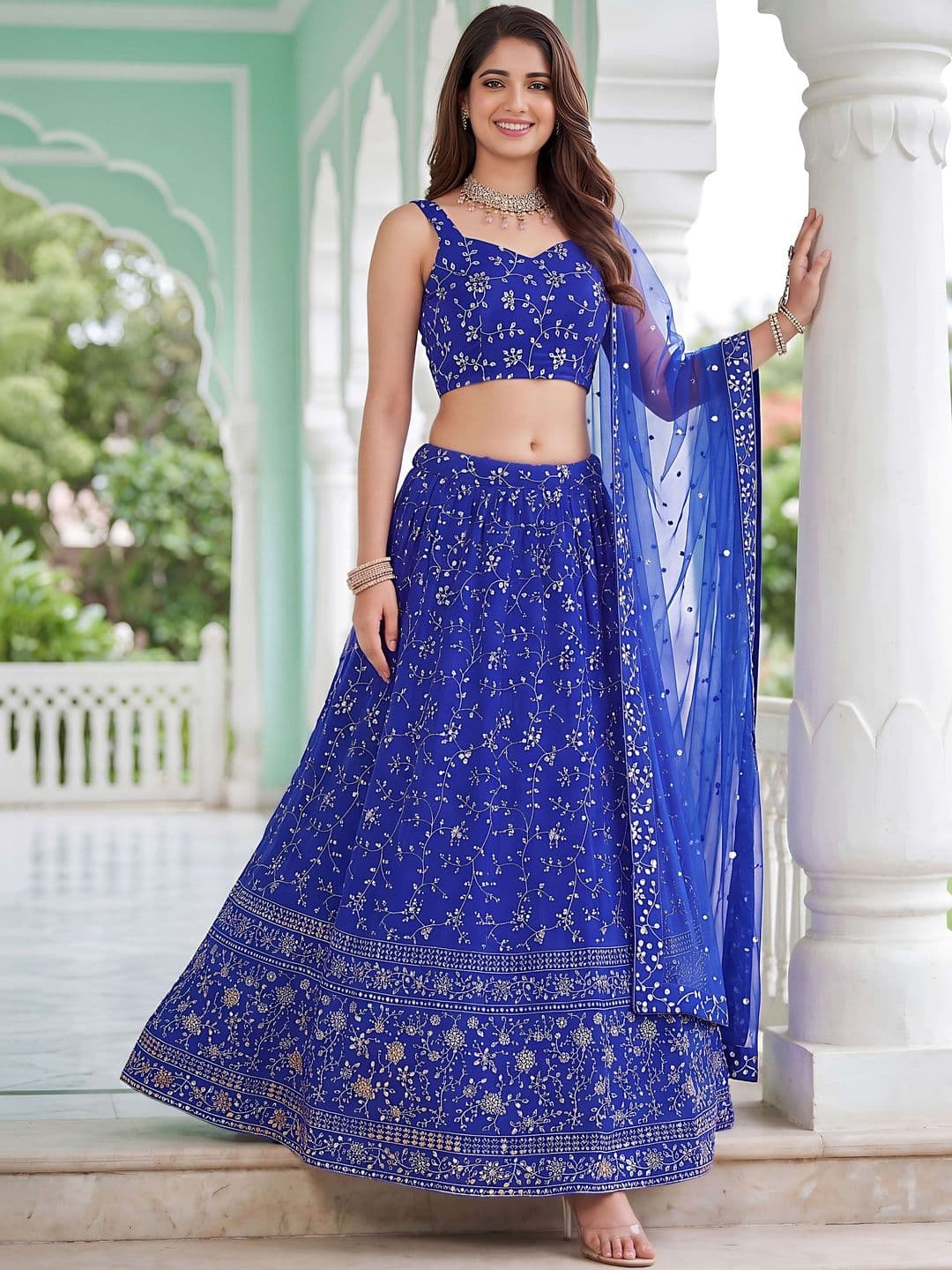 Zeel Clothing Embroidered Sequinned Ready to Wear Lehenga & Blouse With Dupatta thumbnail 2