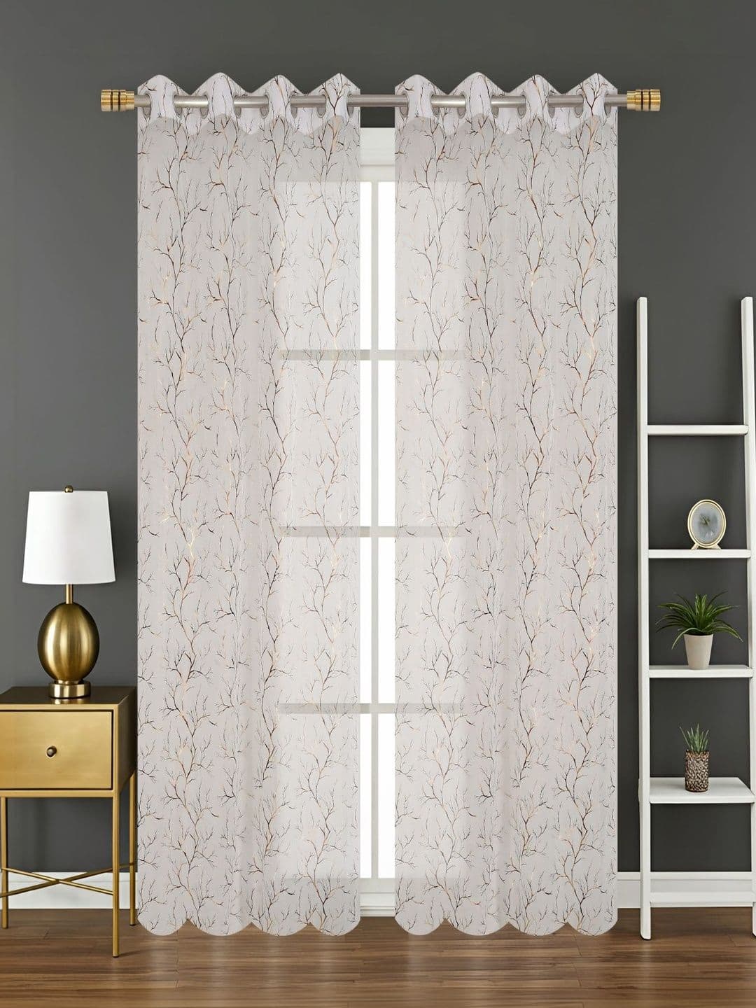 Aura White Set of 2 Sheer Door Curtain thumbnail 3