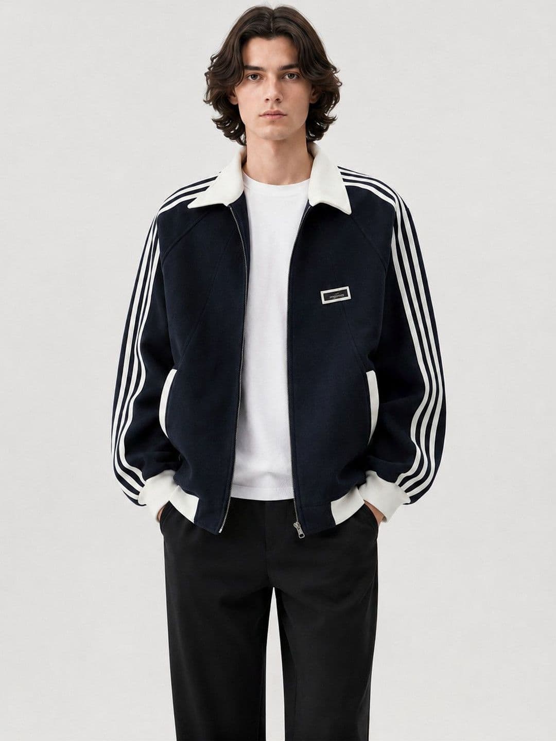 Suo Men Striped Sporty Jacket - view 1