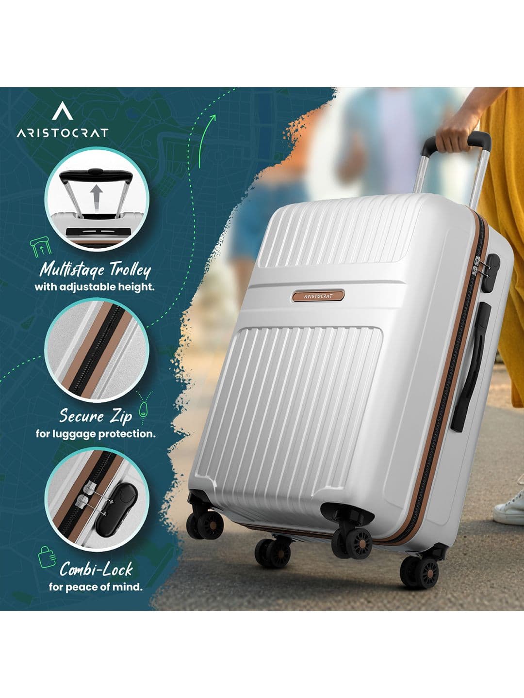 Aristocrat Unisex Set Of 2 Atlas Textured Hard-Sided Trolley Bags thumbnail 4