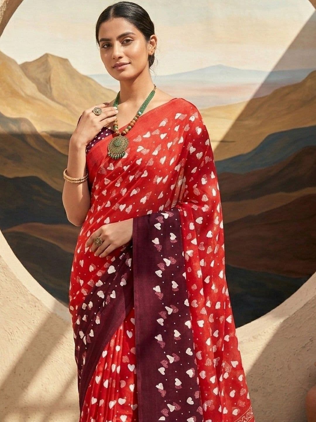 100 Dreams Ethnic Motifs Pure Georgette Designer Saree thumbnail 2