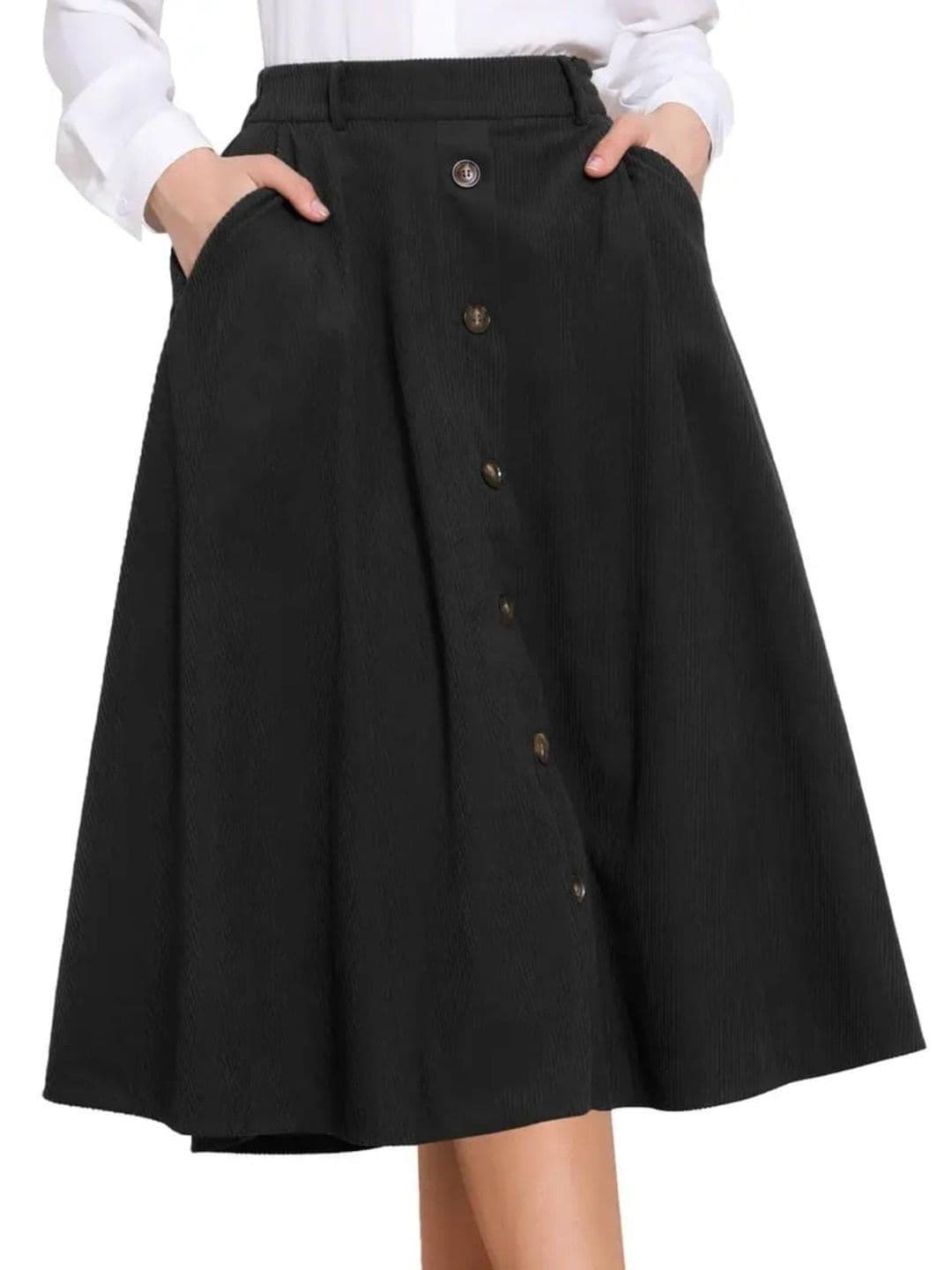 JINJIN FASHION Women Corduroy Midi A-Line Skirt - view 1