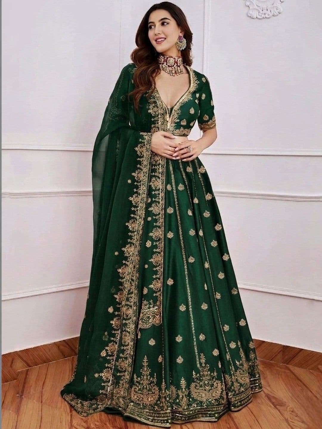 BAESD Embroidered Semi-Stitched Lehenga & Blouse With Dupatta thumbnail 5