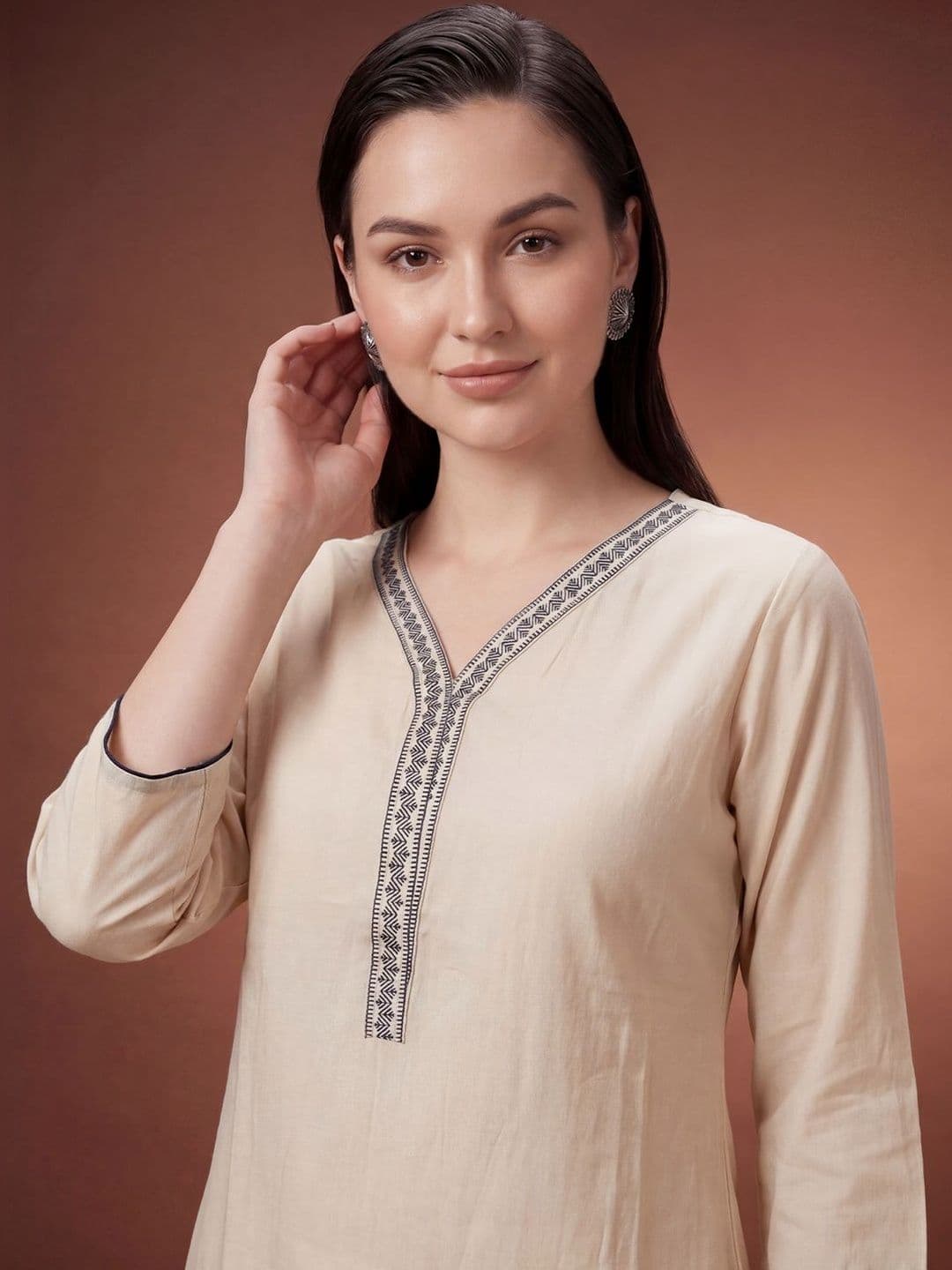 Indo Era Women Ethnic Motifs Embroidered Regular Thread Work Kurta with Trousers & With Dupatta thumbnail 5