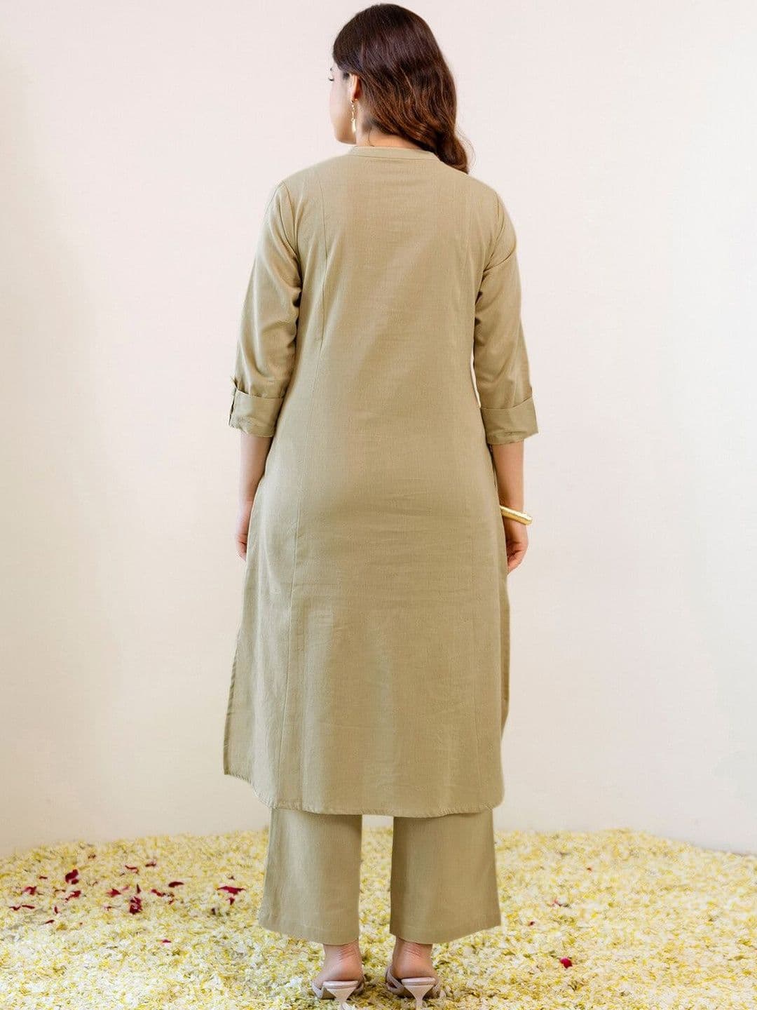 SKYLEE Embroidered Beige Viscose Rayon Co Ords for Women thumbnail 6