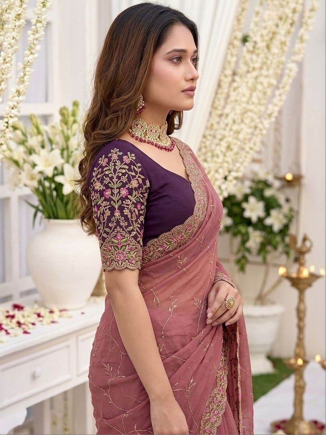 LeeliPeeri Designer Ethnic Motifs Embroidered Poly Georgette Heavy Work Saree thumbnail 5