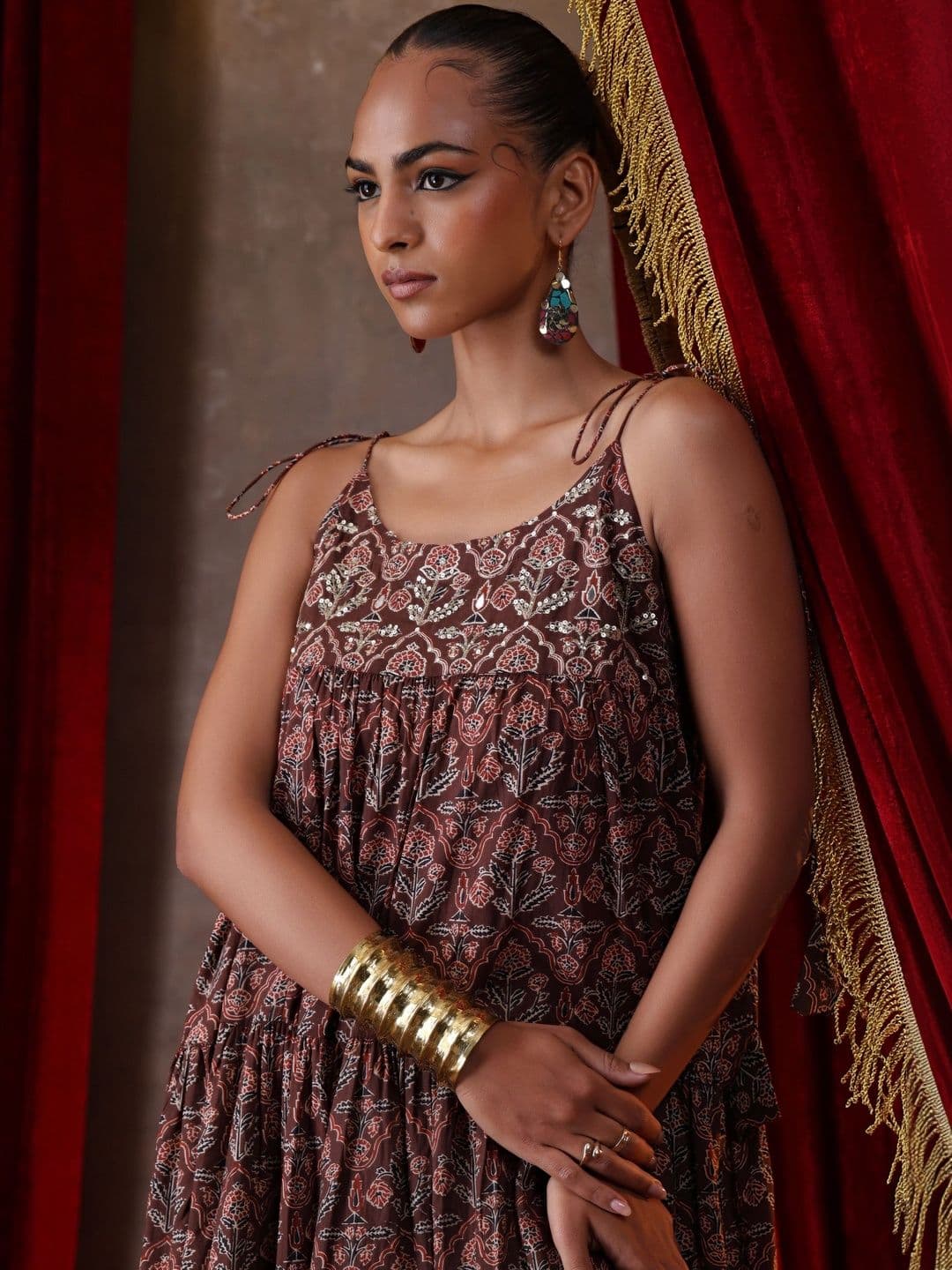 Khushal K Ethnic Motifs Print A-Line Maxi Dress thumbnail 3