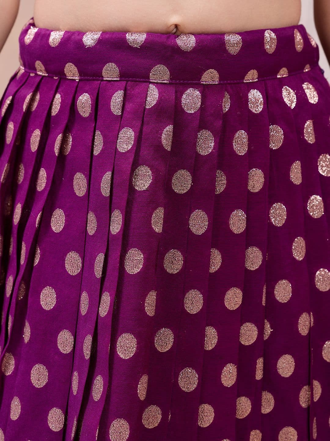 KALANANDI Girls Embellished Foil Print Ready to Wear Lehenga & thumbnail 2