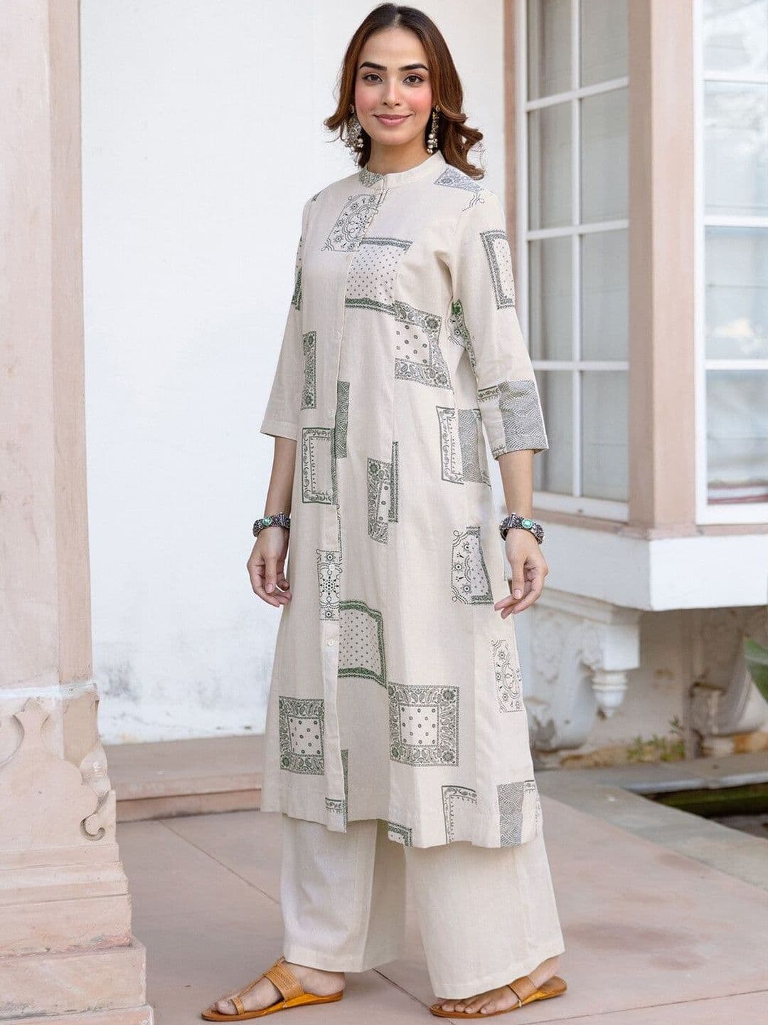 SKYLEE Printed Beige Cotton Blend Co Ords for Women thumbnail 6