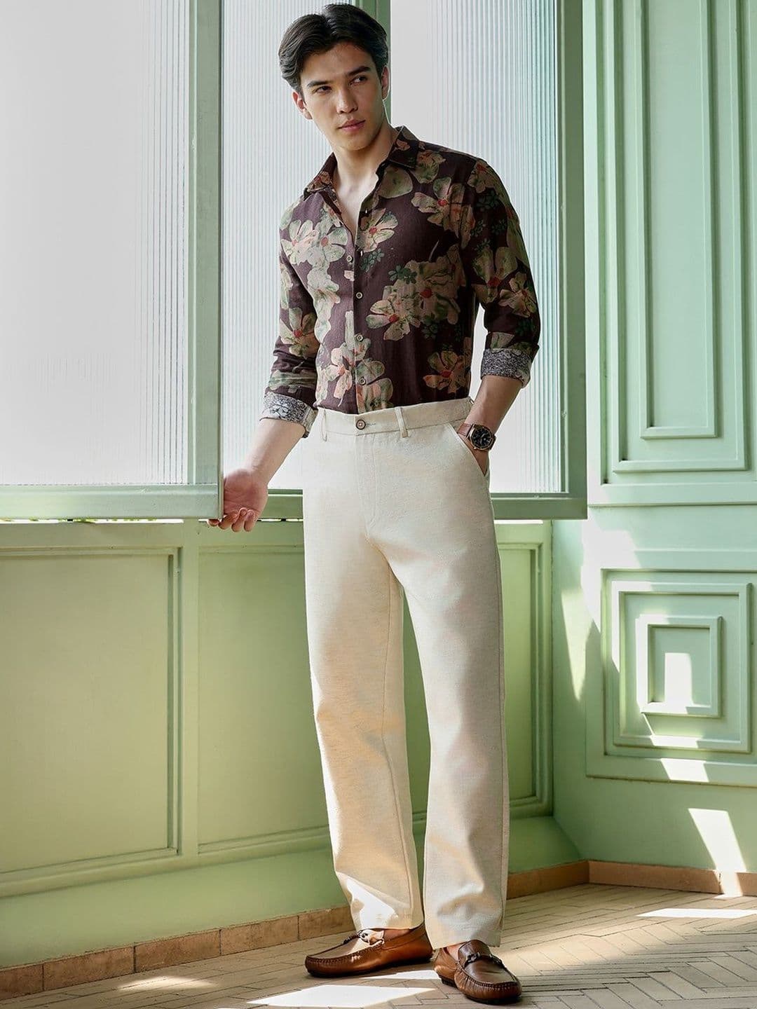 CAHOOT Floral Printed Spread Collar Standard Regular Fit Casual Shirt thumbnail 4