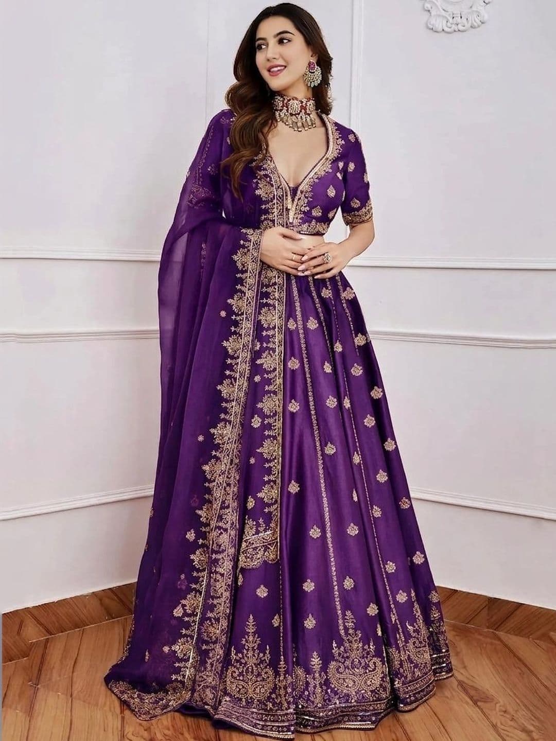 Piludi Embroidered Semi-Stitched Lehenga & Blouse With Dupatta - view 1