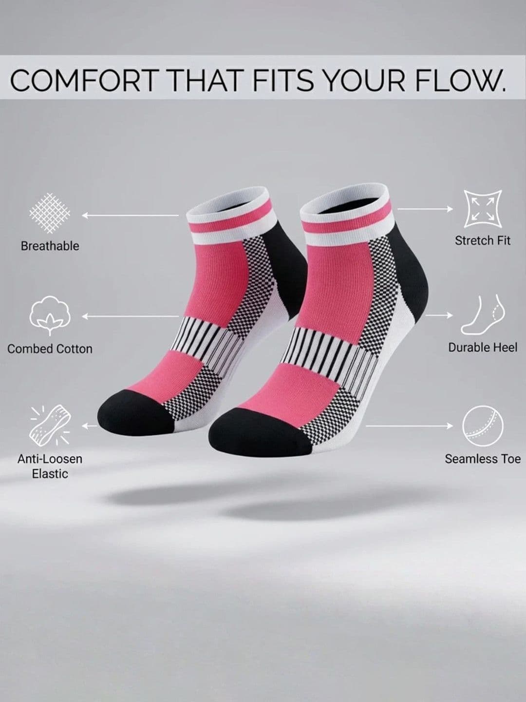 Sockscarving Unisex Pack of 5 Cotton Colourblocked Ankle Length Socks thumbnail 2