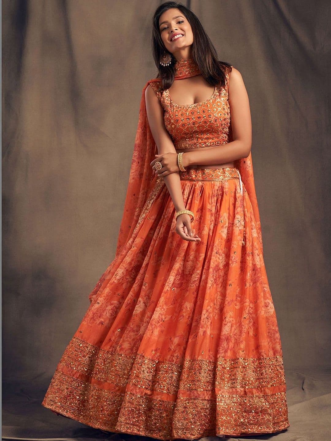 KRYSAL Embellished Sequinned Semi-Stitched Lehenga & Blouse With Dupatta thumbnail 6