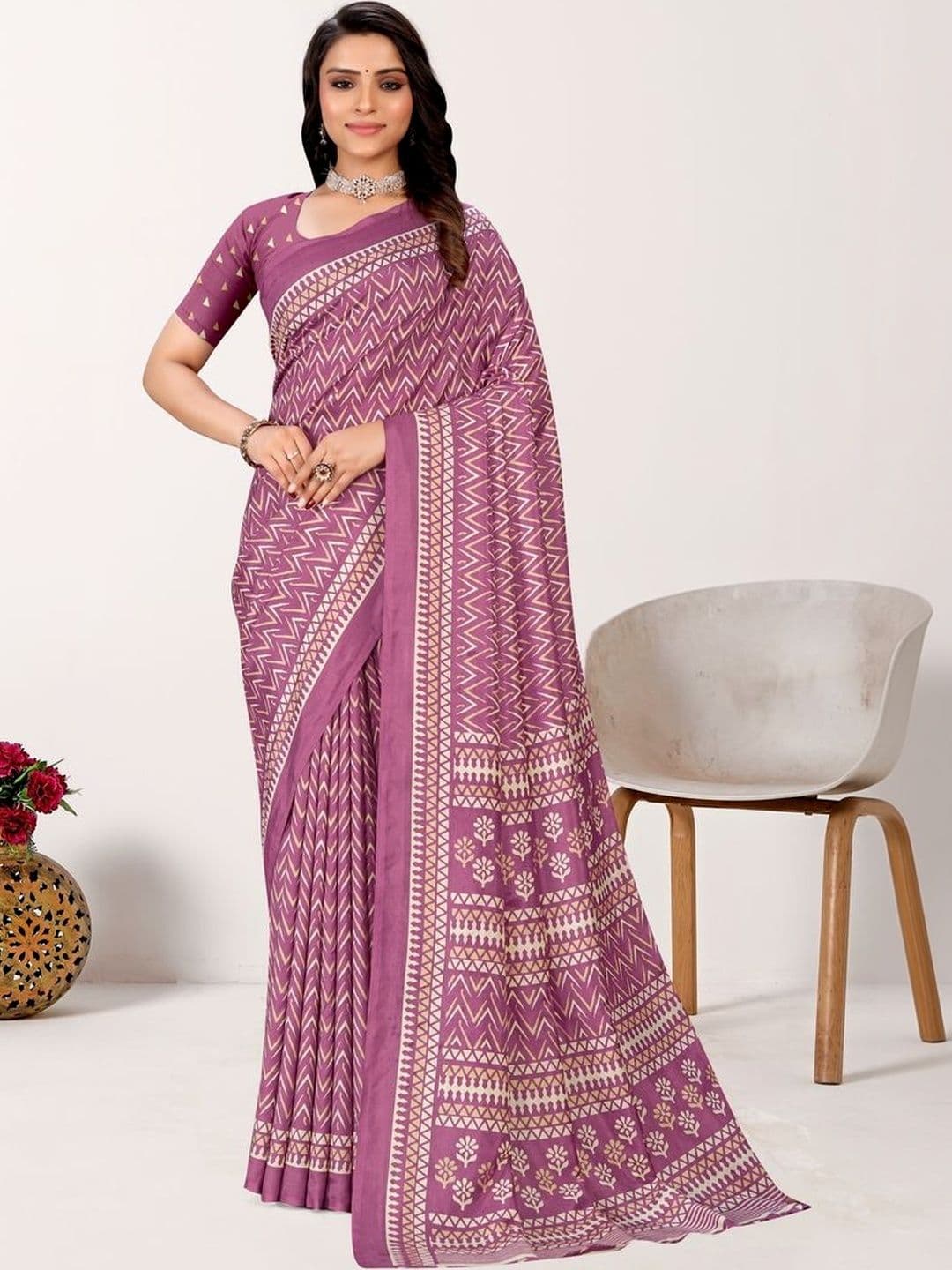 Uniform Unicorn Ethnic Motifs Art Silk Kanjeevaram Saree - view 1