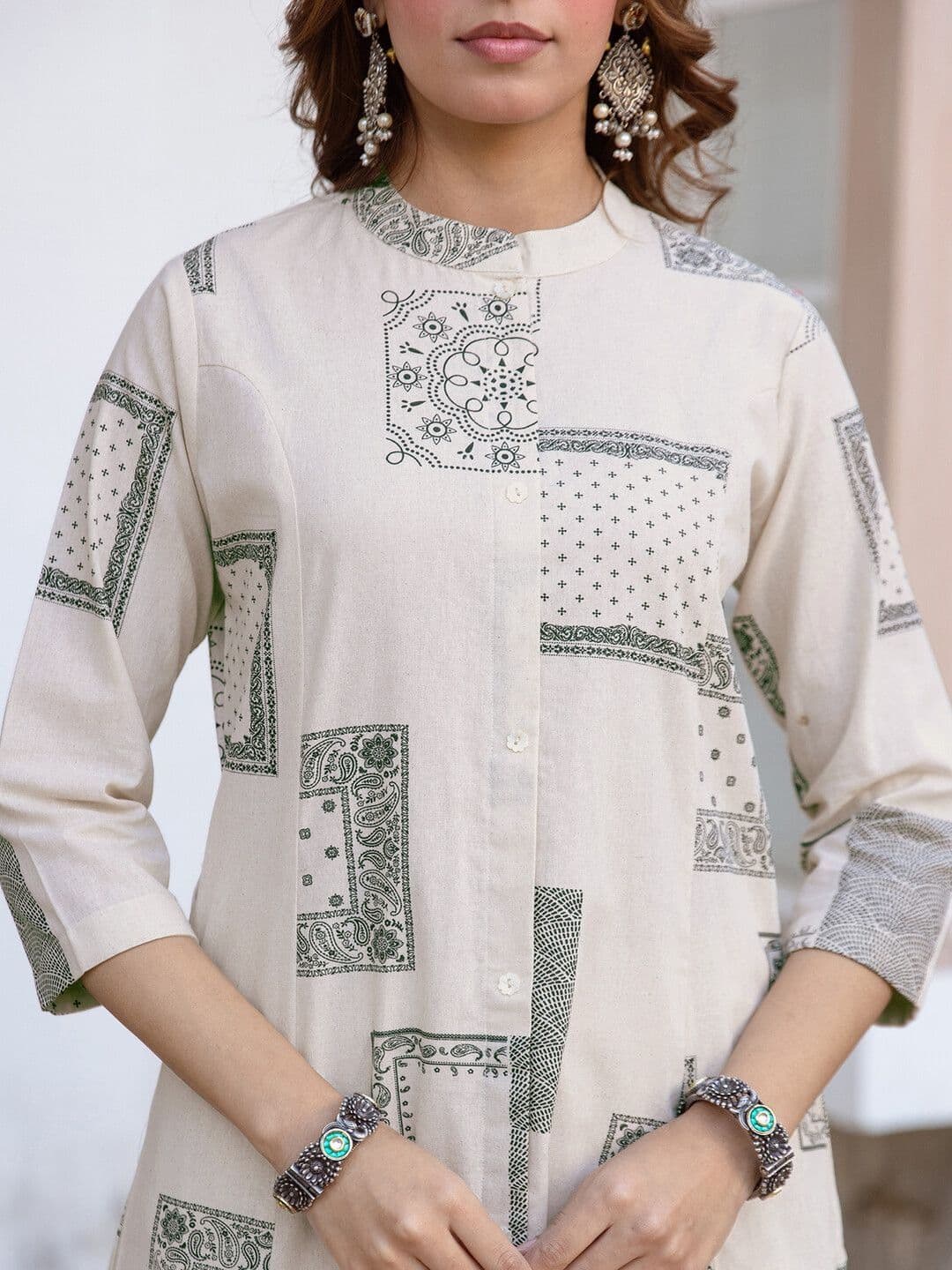 SKYLEE Printed Beige Cotton Blend Co Ords for Women thumbnail 4