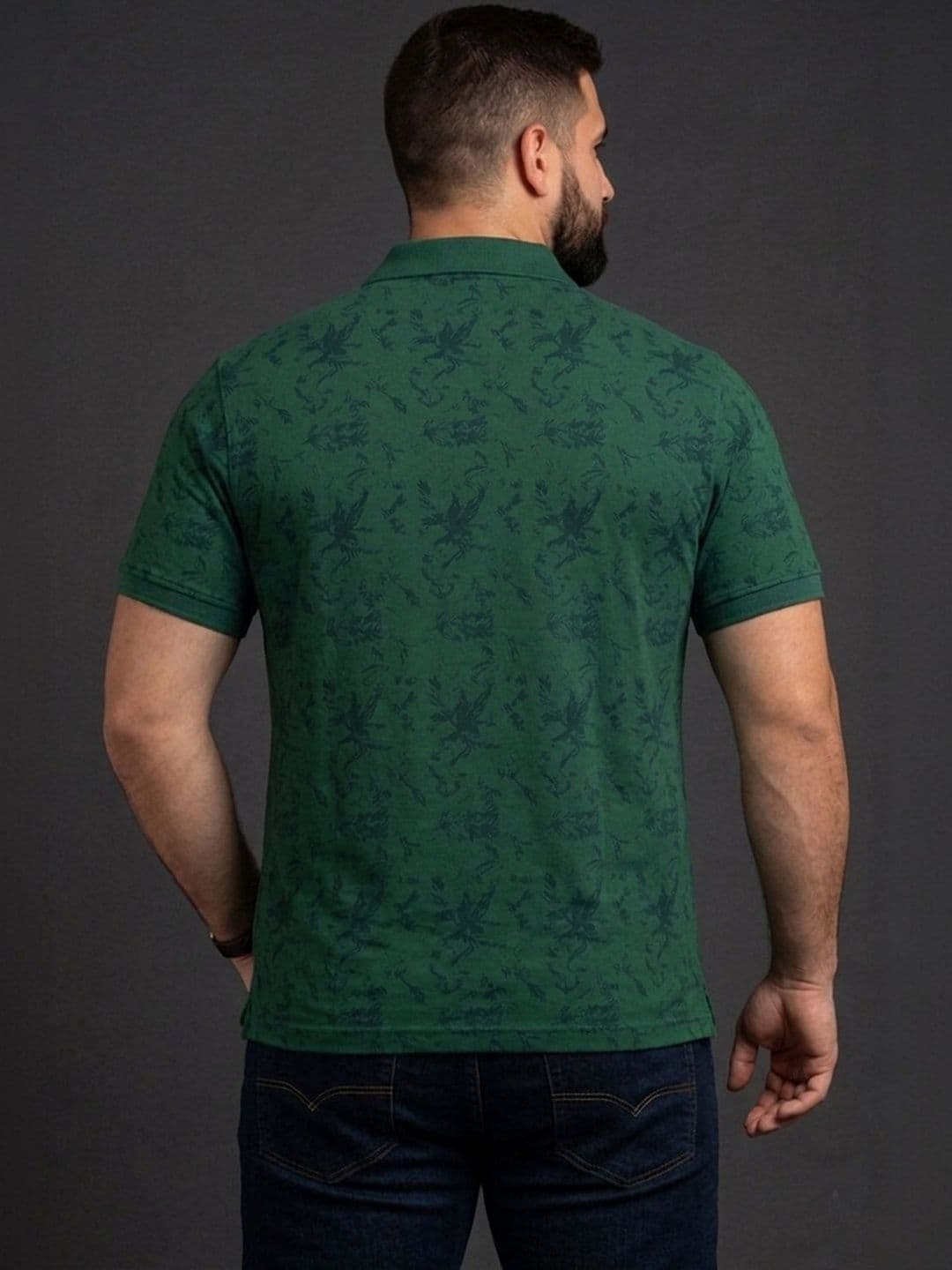 Mast & Harbour Men Floral Printed Polo Collar Pockets T-shirt thumbnail 5