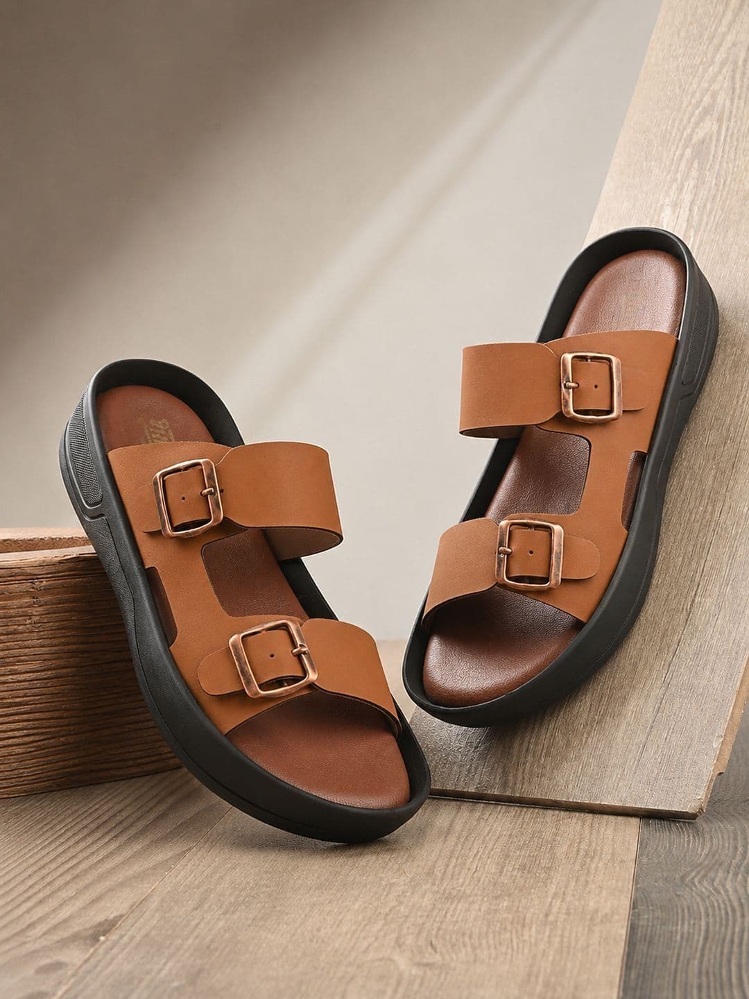 The Roadster Lifestyle Co Men PU Slip-On Comfort Sandals thumbnail 2