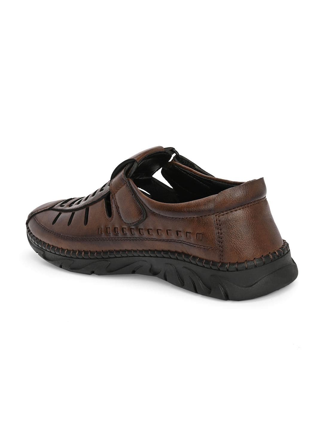 The Roadster Lifestyle Co Men Leather Velcro Fisherman Sandals thumbnail 3