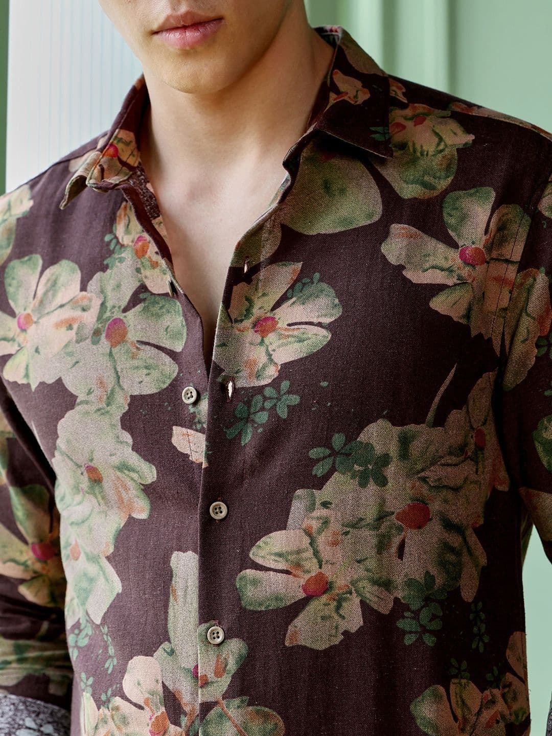 CAHOOT Floral Printed Spread Collar Standard Regular Fit Casual Shirt thumbnail 3