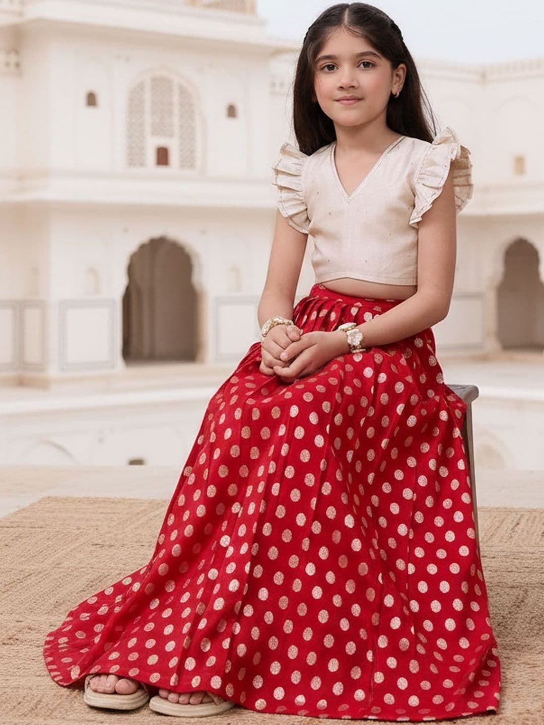 KALANANDI Girls Ready to Wear Lehenga & thumbnail 2
