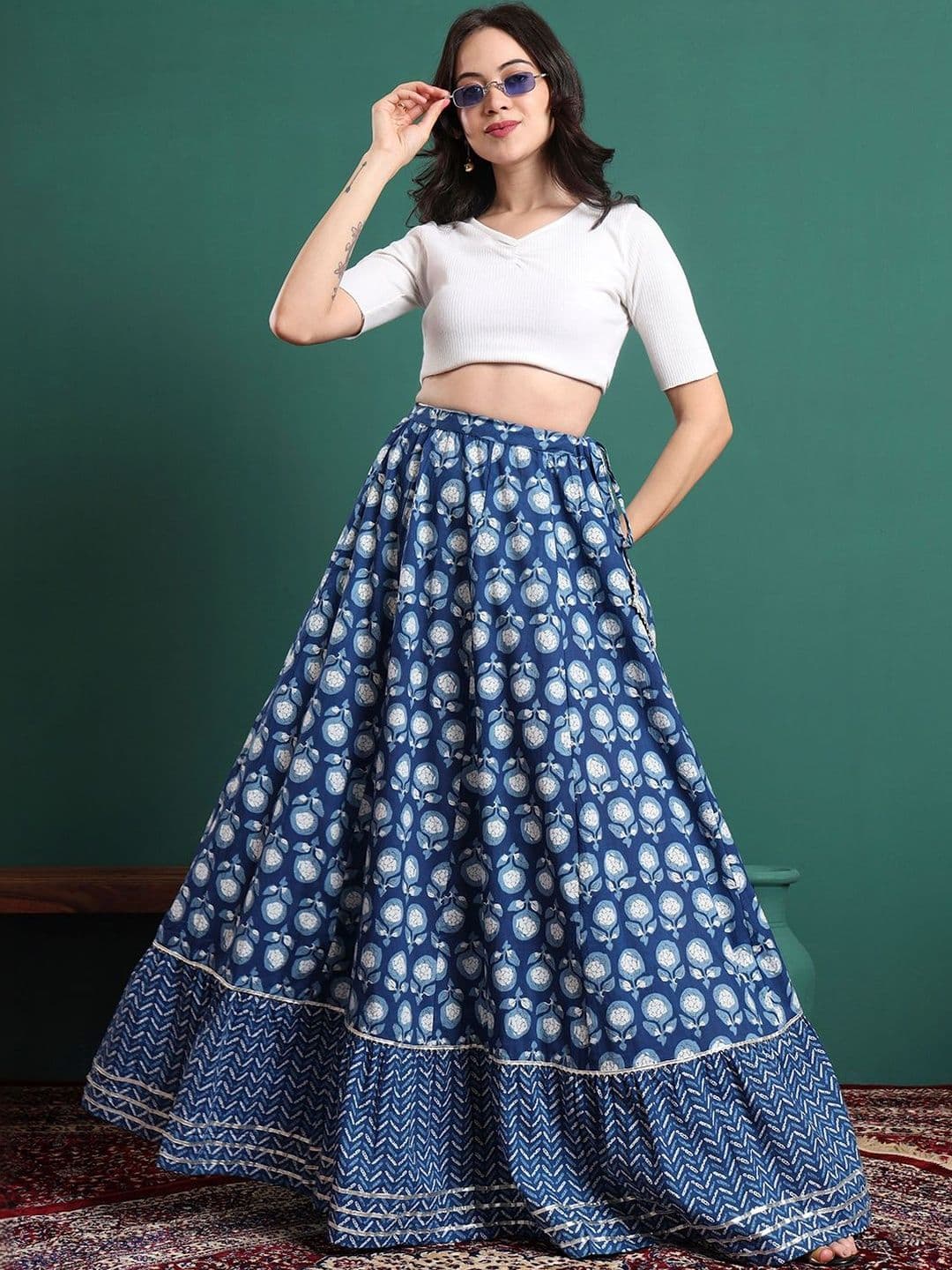 Sangria Women Floral Maxi Flared Skirt - view 1