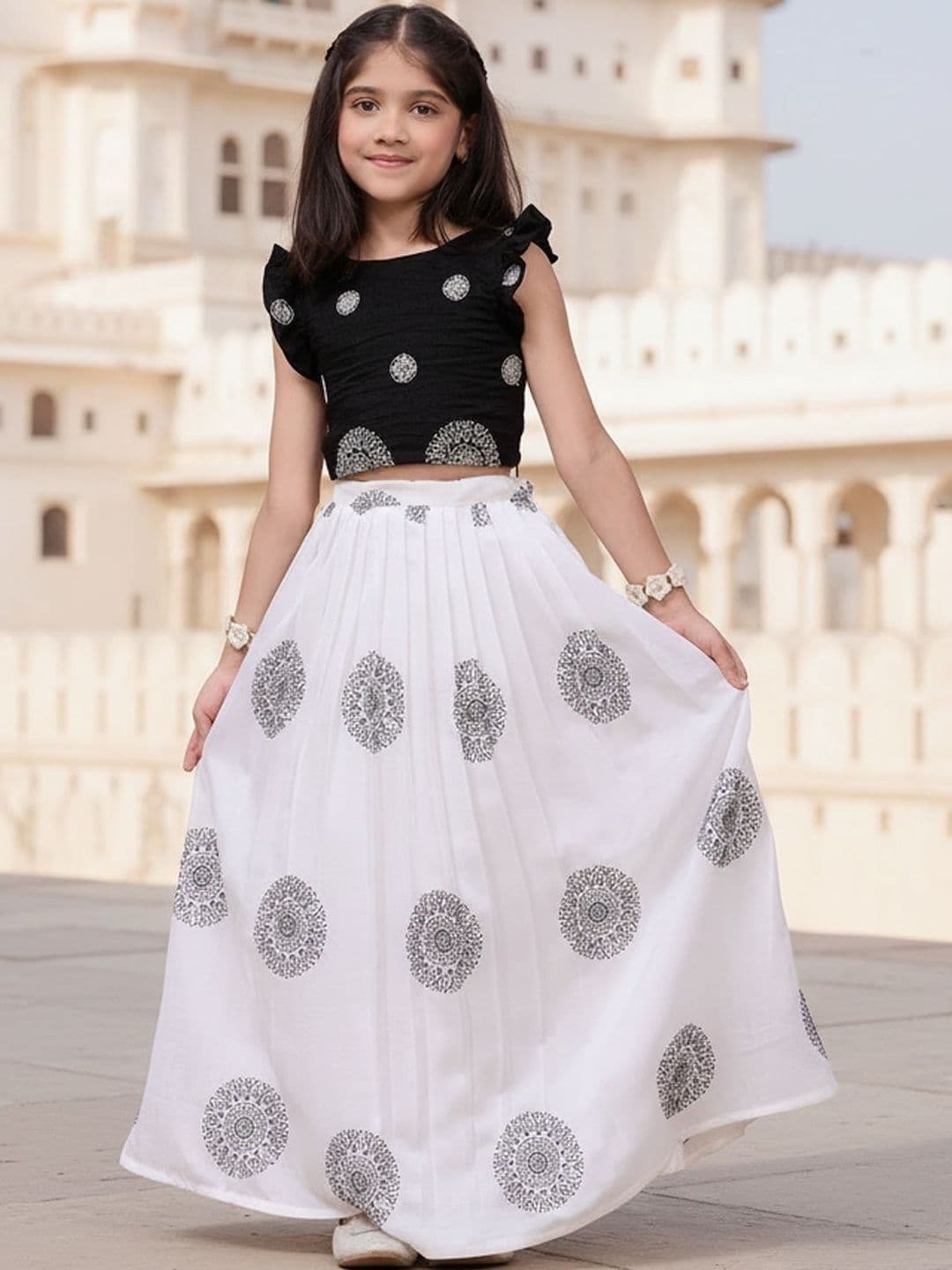 KALANANDI Girls Embroidered Thread Work Ready to Wear Lehenga & - view 1