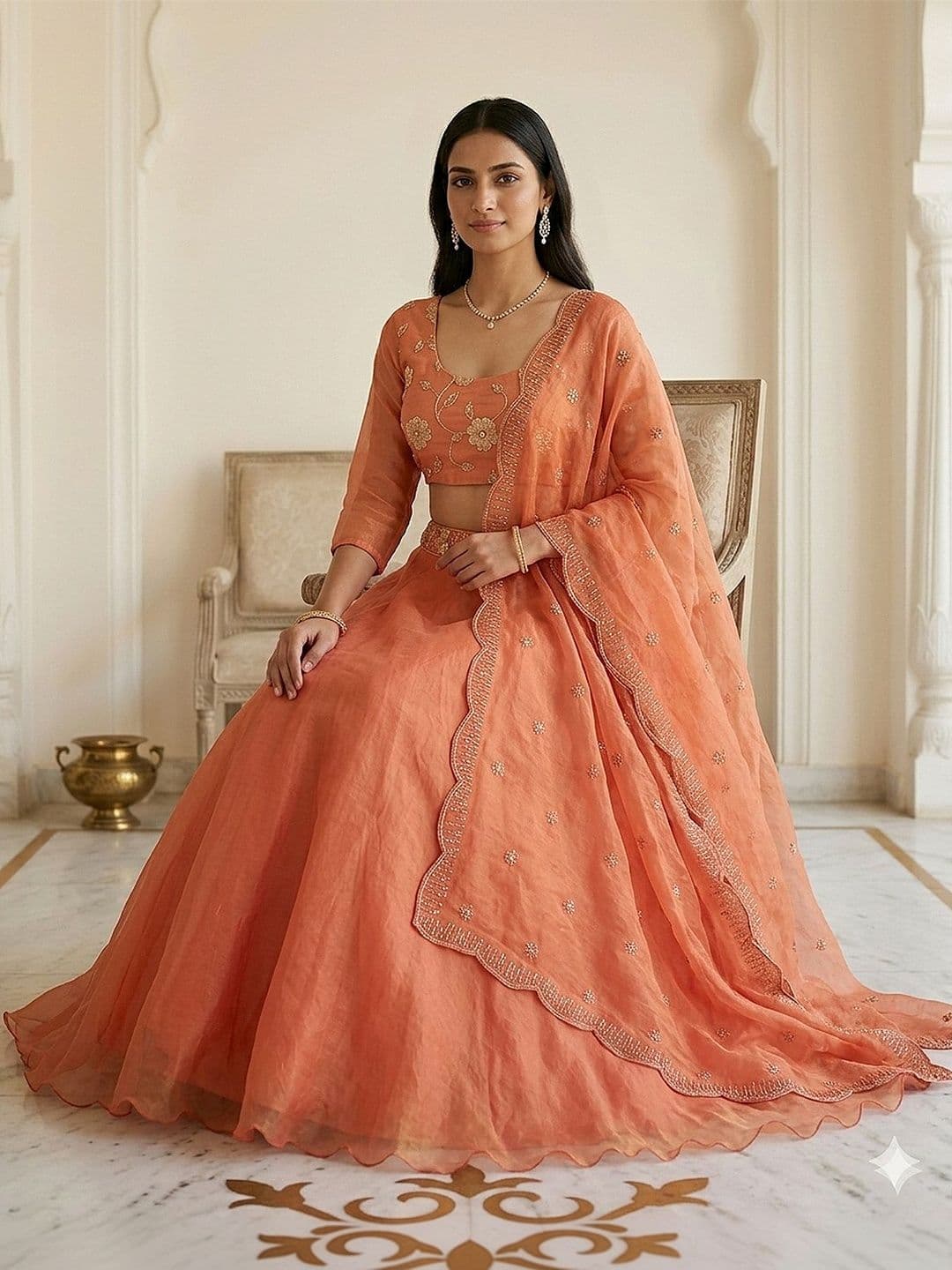 Warthy Ent Embroidered Thread Work Ready to Wear Lehenga & Blouse With Dupatta thumbnail 2
