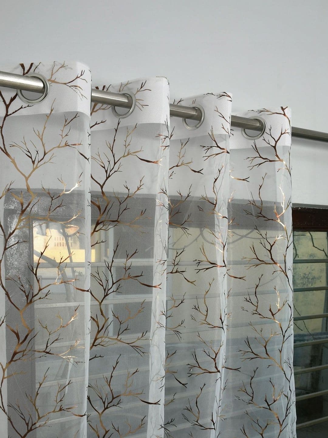 Aura White Set of 2 Sheer Door Curtain thumbnail 4