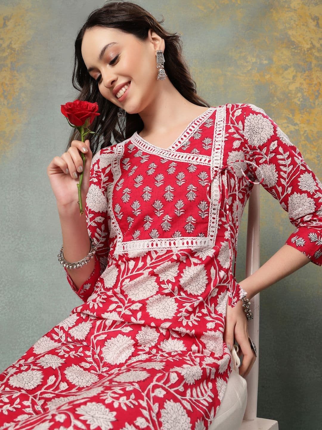 SEVEN FLOWER Women Floral Printed Kurta thumbnail 6