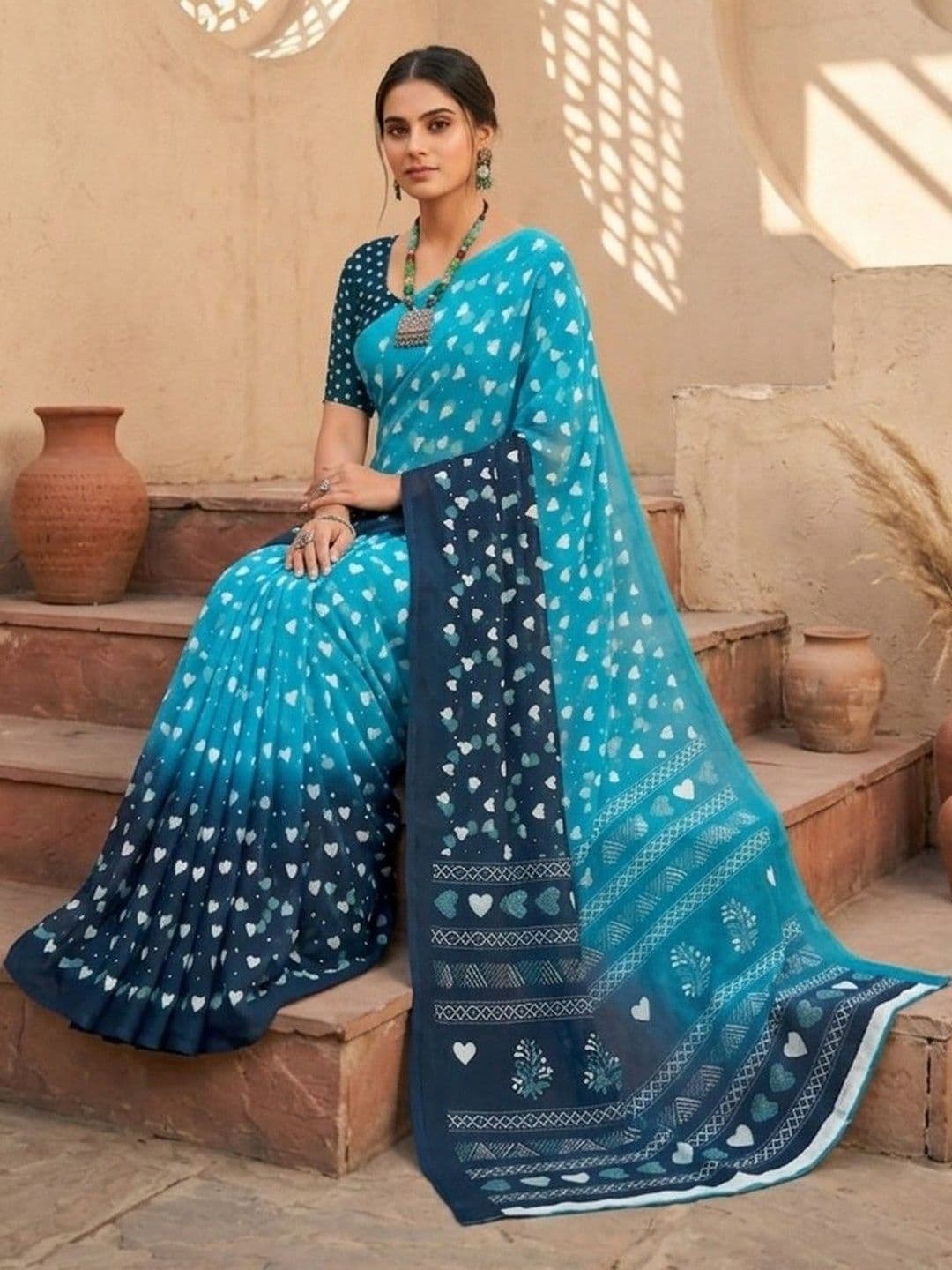 100 Dreams Pure Georgette Designer Saree thumbnail 4