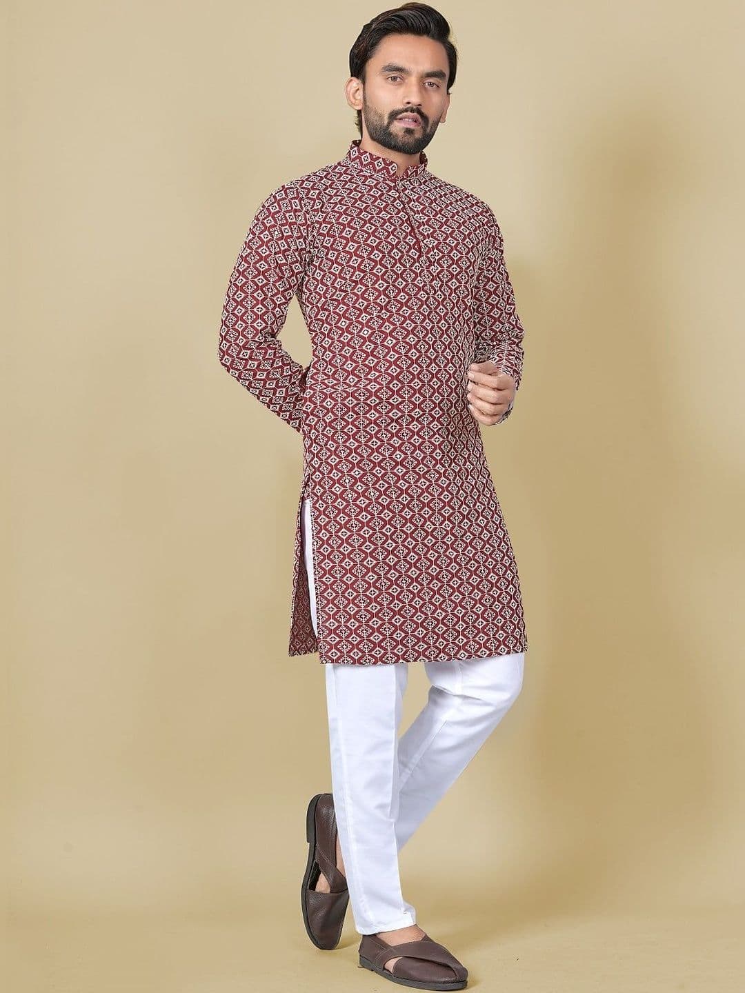 Leipzig Fashion Men Geometric Printed Kurta thumbnail 2