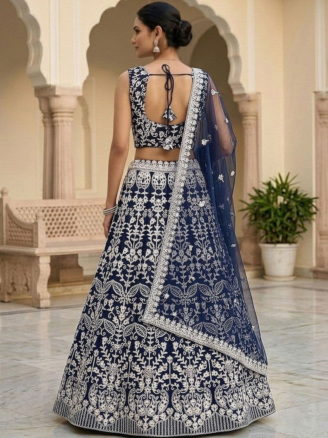 Warthy Ent Embroidered Semi-Stitched Lehenga & Blouse With Dupatta thumbnail 5