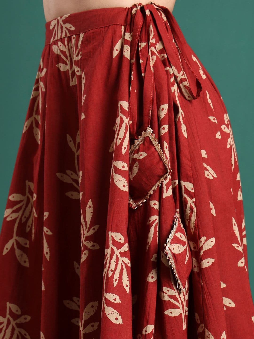Sangria Women Cotton Cotton Cambric Floral Maxi Flared Skirt thumbnail 5