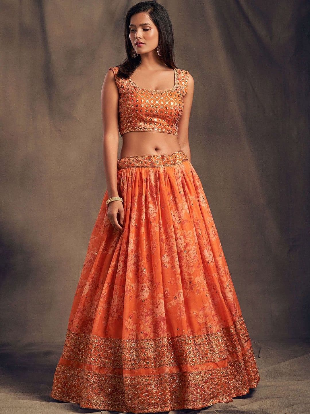 KRYSAL Embellished Sequinned Semi-Stitched Lehenga & Blouse With Dupatta thumbnail 2