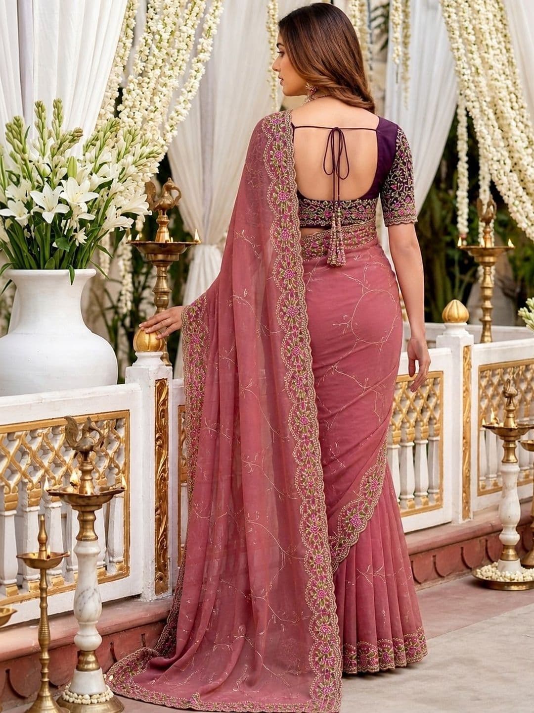LeeliPeeri Designer Ethnic Motifs Embroidered Poly Georgette Heavy Work Saree thumbnail 2