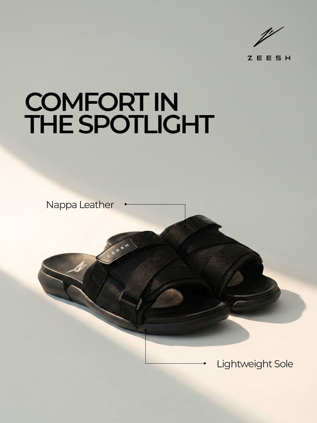 ZEESH Men Solid Forge Leather Sliders thumbnail 5