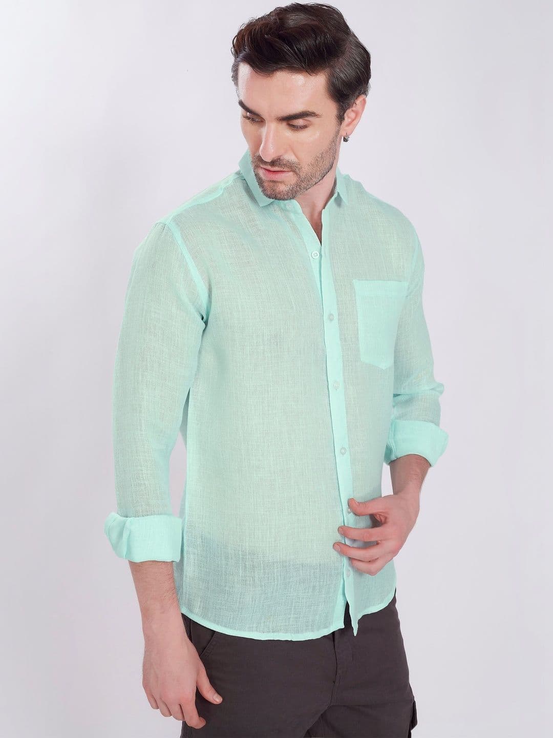 Mast & Harbour Men Slim Fit Semi Sheer Casual Shirt thumbnail 4