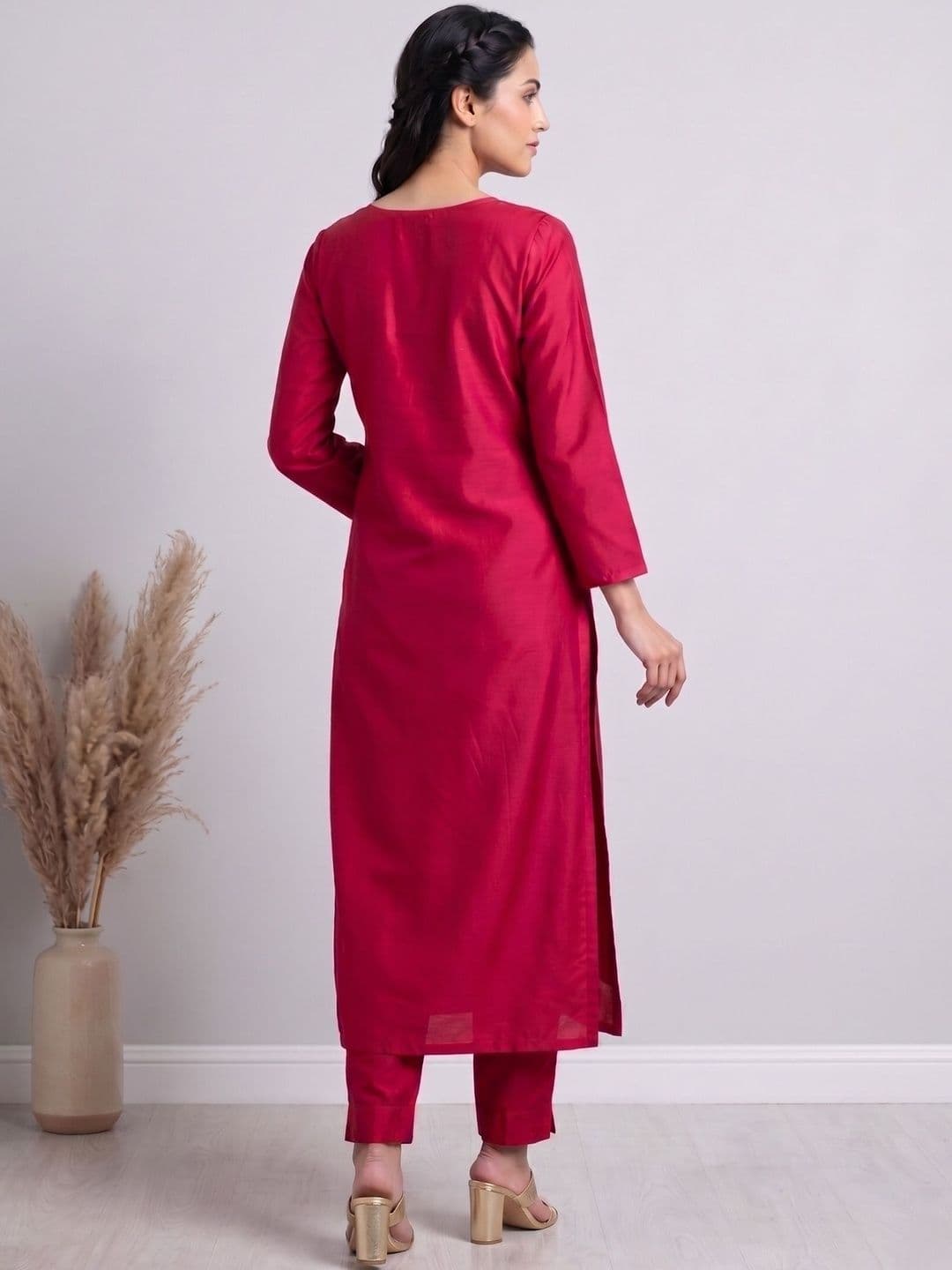 KALINI Women Ethnic Motifs Embroidered Regular Thread Work Kurta with Trousers & With Dupatta thumbnail 2