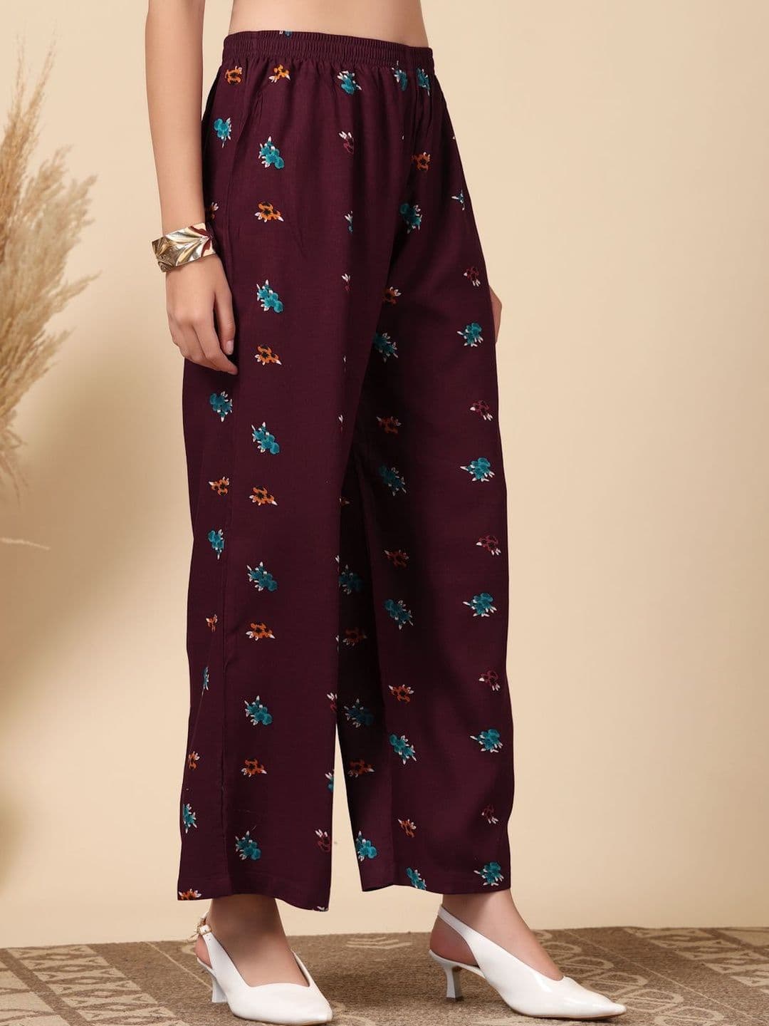 KLOTTHE Women Printed Pure Cotton Straight Palazzos thumbnail 3