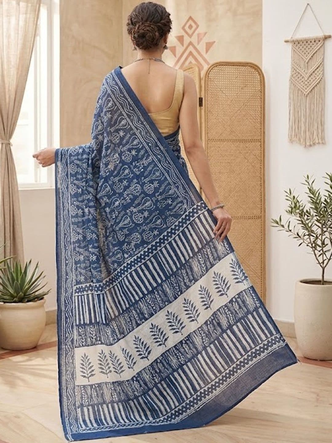 Sangria Printed Block Print Sarees Blouse thumbnail 5