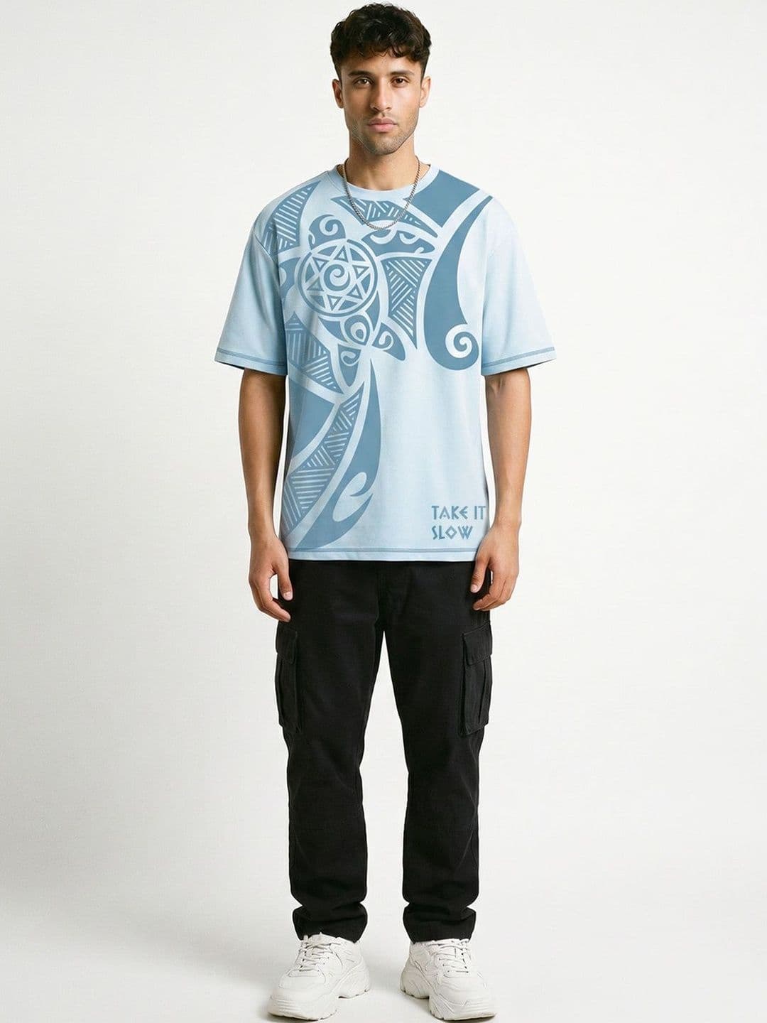 Crazymonk Men Printed Raw Edge T-shirt thumbnail 3