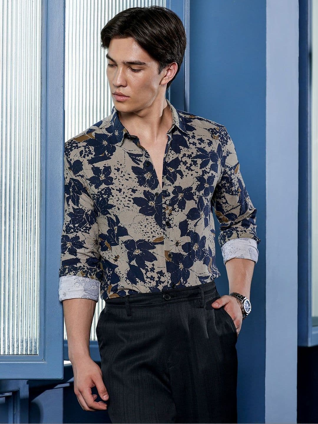 CAHOOT Men Slim Fit Floral Printed Casual Shirt thumbnail 5