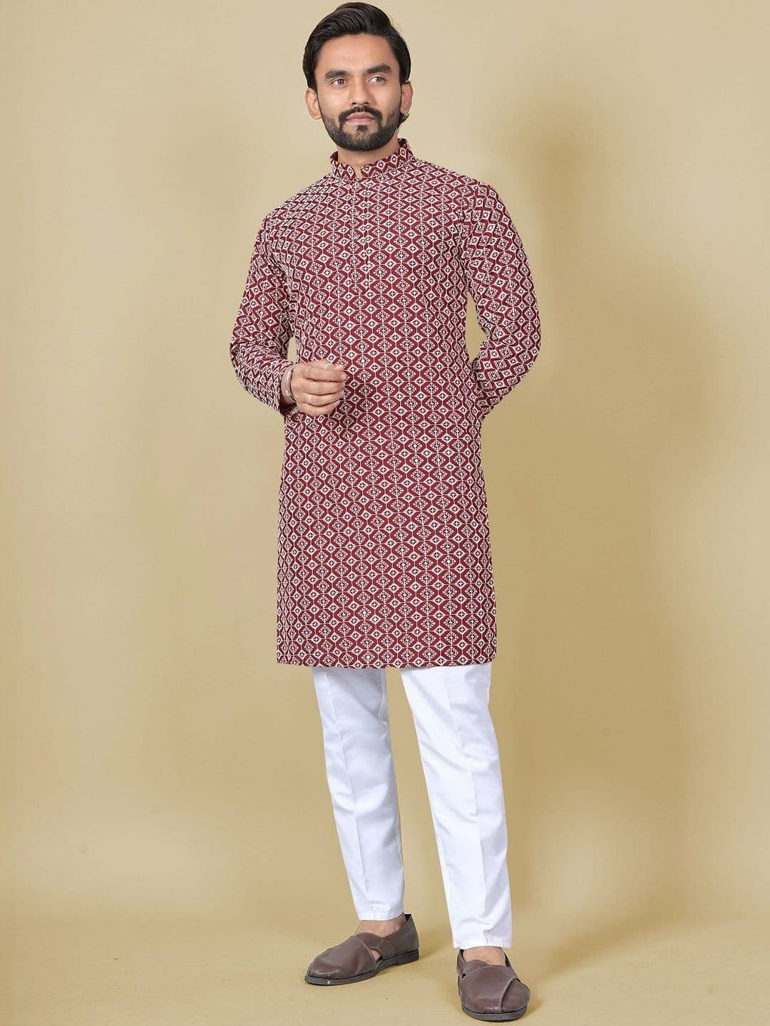 Leipzig Fashion Men Geometric Printed Kurta - view 1