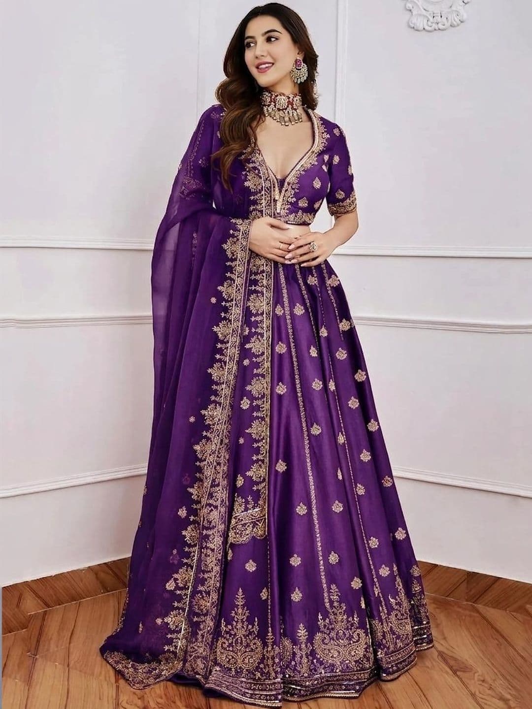 SUPPAR SLEAVE Embroidered Semi-Stitched Lehenga & Blouse With Dupatta - view 1