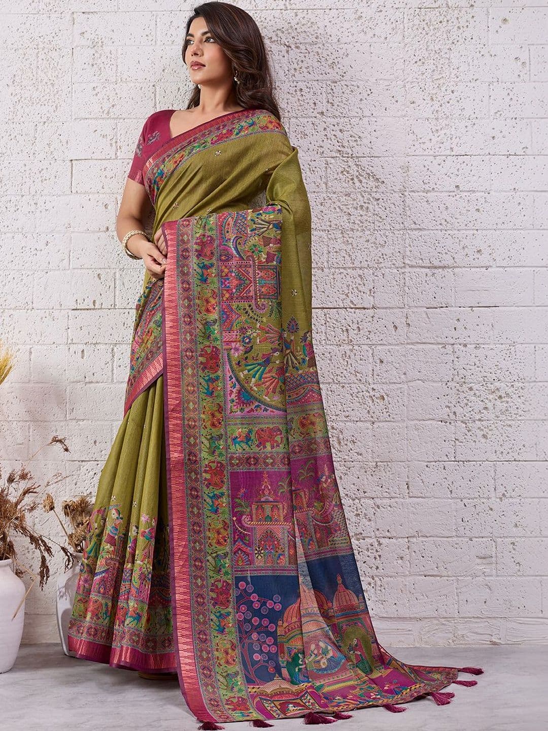 ARKRONE Ethnic Motifs Embroidered Silk Blend Heavy Work Saree thumbnail 4