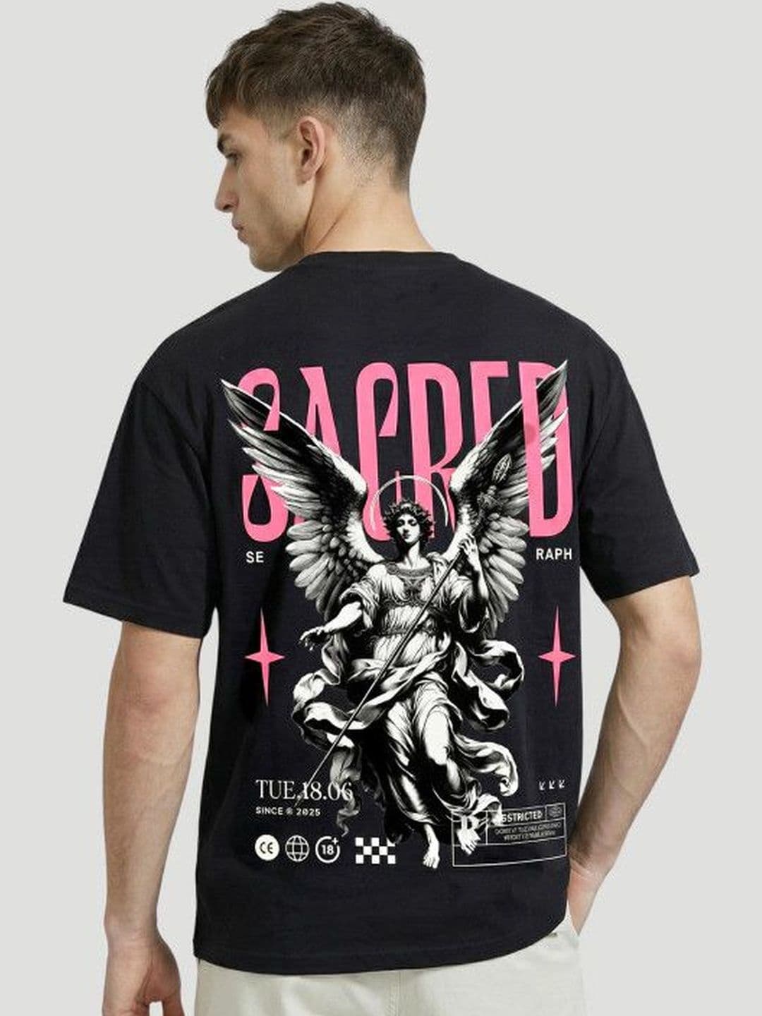 High Star Men Printed Round Neck Oversized T-shirt thumbnail 2